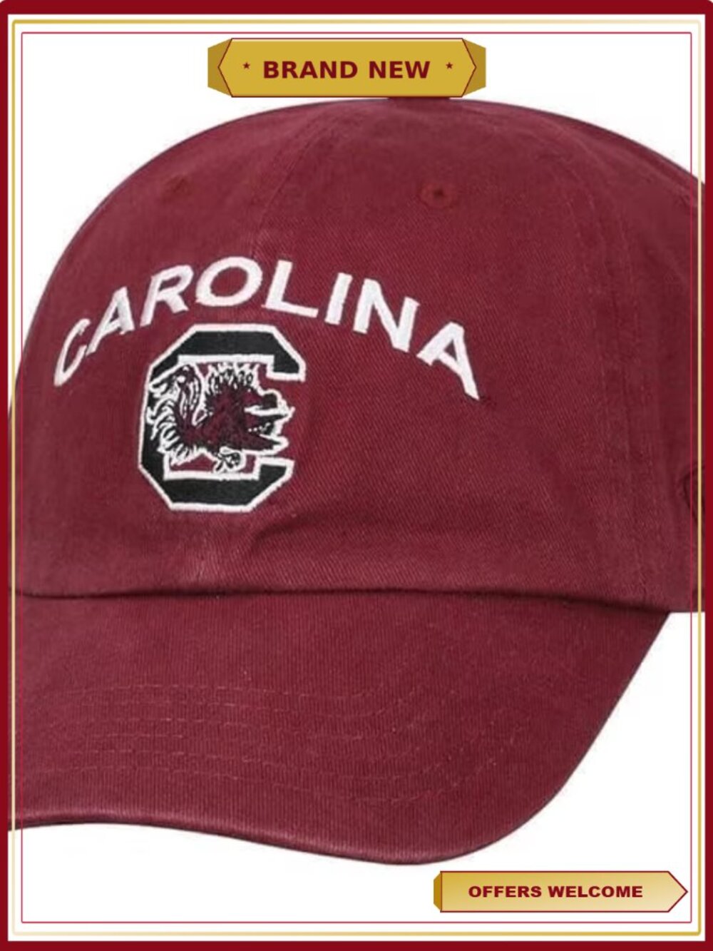 Collegiate Arch Design Adjustable Hat 100% Cotton Relaxed Fit